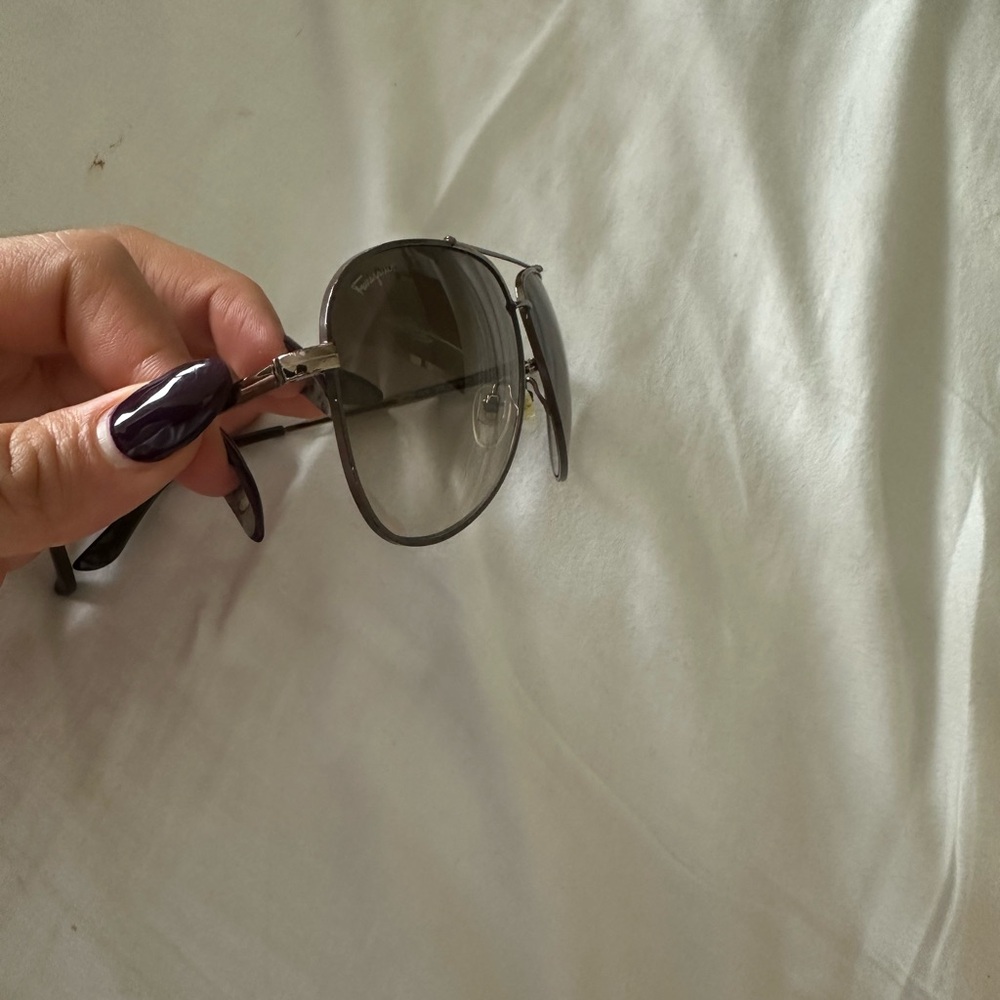 Salvatore Ferragamo Black and Silver Glasses